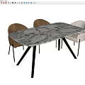 Modern Dining Table And Chairs Set With Beige Gray Upholstered Chairs And Black Legs