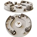Modern Circular Living Room Sofa and Coffee Table Set with Curved Design and Ottoman Stool