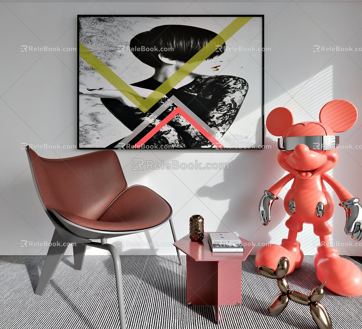 Leisure Chair Doll Ornaments Mickey Mouse Decorative Painting Side Table 3d model