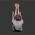 Smiling Gray Haired Woman Doing Exercise Lying On Back Lifting Legs And Stretching Hands