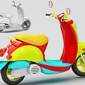 Colorful Toy Scooter with Yellow Red Blue Body Cute Design and Comfortable Seat for Kids