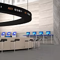 Comprehensive Service Modern Circular Reception Desk With Multiple Service Counters In Office Environment