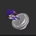 Purple Haired Female Character In Blue Outfit With Pink Weapon On Strange Academy Platform