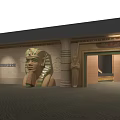Egyptian Themed Cultural Center With Pharaoh Statue Ancient Columns And Grand Entrance