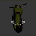 Vintage Green Motorcycle With Red Seat Metallic Engine Parts And Green Wheels