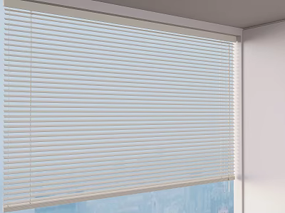 White Modern Window Blinds With Stylish Slats For Home Interior Light Control 3d model