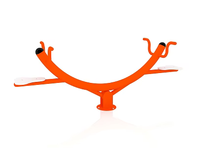 Orange Curved Playground Seesaw With Double Seats For Kids Outdoor Use 3d model