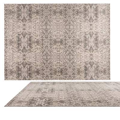 Intricate Patterned Square Area Rug in Neutral Gray and Beige Classic Design 3d model