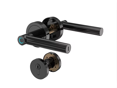 Modern Black Smart Door Handle With Lock Cylinder And Indicator Light Design 3d model