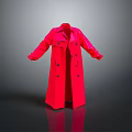 Stylish Red Long Trench Coat With Double Breasted Open Front As Daily Life Clothing Essential