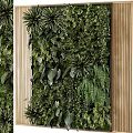 Indoor Green Plant Wall Decor With Wooden Frame And Lush Natural Foliage Design