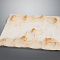 White Paper Terrain Model with Undulating Surface and Yellow Elevated Features 3d model