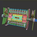 3D Model of Industrial Mechanical Device With Green Panels And Internal Components