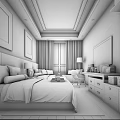 Modern Hotel Room Interior With Large Bed TV Sofa Chair And Wall Paintings