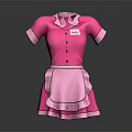 Pink Dress With Apron Design Short Sleeves Collared Neckline Dolly Label
