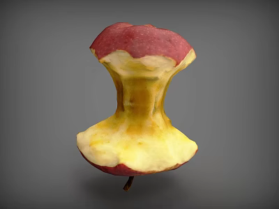 Bitten Red Apple With Yellow Flesh And Visible Core On Gray Background 3d model