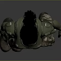 Game And Movie Character Female In Futuristic Armor With Blue Goggles Tactical Gear Standing Pose