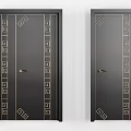 Hinged Doors With Decorative Patterns Black Gold Accents For Home Interior 3d model