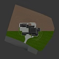 Residential Building Model With White Exterior Dark Roof Green Lawn And Winding Driveway