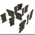 Multiple Vintage Wooden Components With Carved Details And Decorative Panels