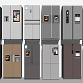 Various Modern Refrigerator Models With Different Colors And Door Styles Collection 3d model
