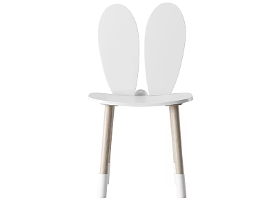 Minimalist White Leisure Chair With Rabbit Ear Design And Light Wooden Legs 3d model