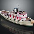 Classic Yacht Model With Red White Decor And Chimney