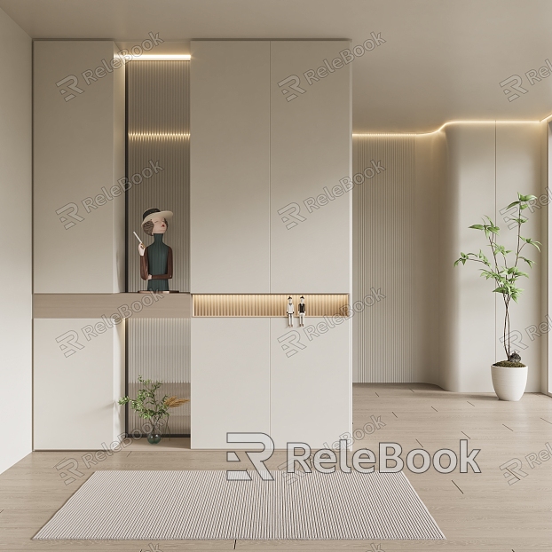 Modern Shoe Cabinet Cream Entrance Shoe Cabinet Partition Wardrobe model