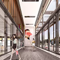 Modern Shopping Mall Lobby Interior With Glass Doors Pedestrians Large Billboard And Decorative Flooring