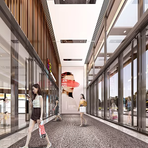 Modern shopping mall two entry rooms shopping mall two door shopping mall entrance 3d model