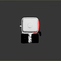 Red Tire With Black White Mechanical Engine And Shiny Metal Parts
