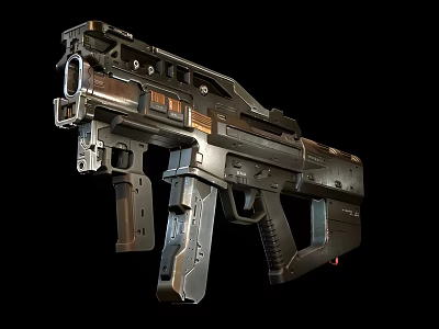 Futuristic Tactical Gun With Metallic Body Advanced Design And Grip Components 3d model