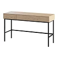 Modern Wooden Desk With Drawers And Black Metal Legs Minimalist Design