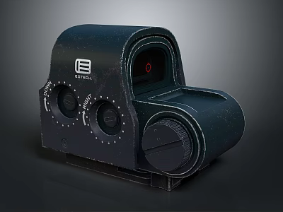 Black Essential Red Dot Weapon Sight With Adjustment Knobs And Red Reticle 3d model