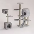Gray Cat Tree With Scratching Posts Platforms And Hollow Design For Cats 3d model