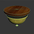Round Commercial Display Equipment With Wooden Top And Golden Base Stand
