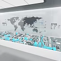 Modern Exhibition Hall Display Featuring World Map City Model And Ecology Design 3d model