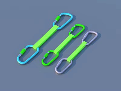Colorful Chain Style Daily Life Accessories with Green Blue Gray Rings 3d model