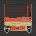 JLG Red Mobile Scissor Lift Aerial Work Platform With Guardrails And Wheels
