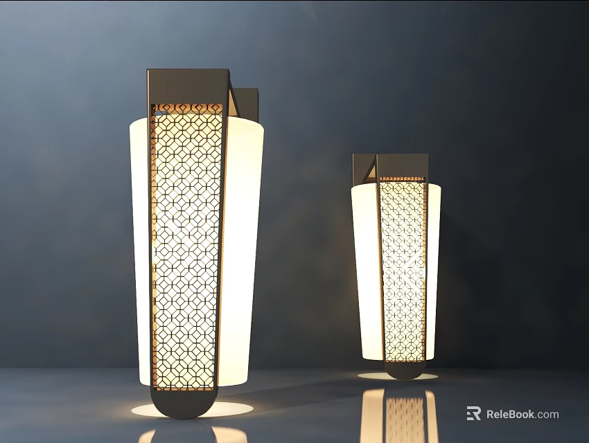 Modern Wall Lamps With Lattice Pattern Metal Frame And Warm Glow For Home Interior Decor 3d model 