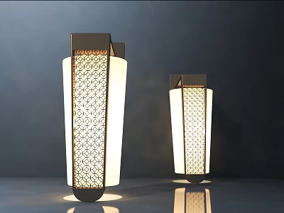 Modern Wall Lamps With Lattice Pattern Metal Frame And Warm Glow For Home Interior Decor 3d model