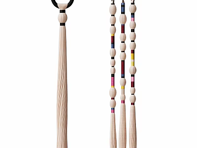 Wooden Bead Decorative Hanging Tassel With Colorful Beads And Long Fringe Design 3d model