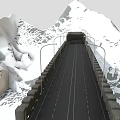 Garden Landscape Featuring Snowy Mountains Stone Bridge And Natural Scenic Elements