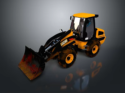 Yellow And Black JCB Loader Functional Vehicle With Front Bucket Large Tires And Cab 3d model
