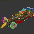 Blue And Yellow Formula 1 Race Car With Oracle Grace Logos And Red Rims