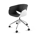 Modern Office Chair With Black White Fabric Seat And Chrome Swivel Wheel Base
