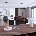 Arbor Centered Modern Interior With Green Sofa Black Coffee Table And Wooden Screen 3d model