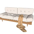 Nordic double sofa leisure sofa 3d model