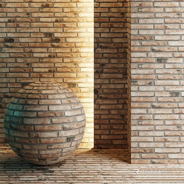 Brick Spherical Component With Rustic Brick Wall Background And Textured Design 3d model 