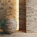 Brick Spherical Component With Rustic Brick Wall Background And Textured Design